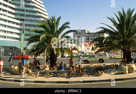 Scenic view of downtown Windhoek with curios sellers Stock Photo