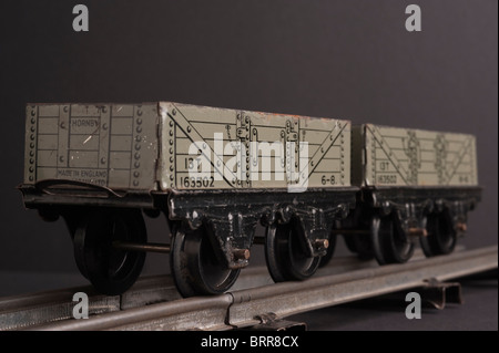 Tinplate Hornby 0 Gauge Wagons, circa 1950s Stock Photo