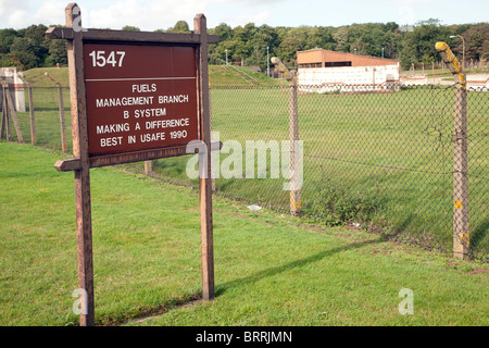 Fuel storage sign Former USAF RAF Bentwaters base, Suffolk, England Stock Photo