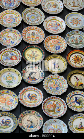 The famous and traditional Faience Pottery on display in Quimper, Brittany, France Stock Photo