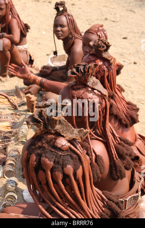 Himba people in the remote Opuwo region of Namibia Stock Photo