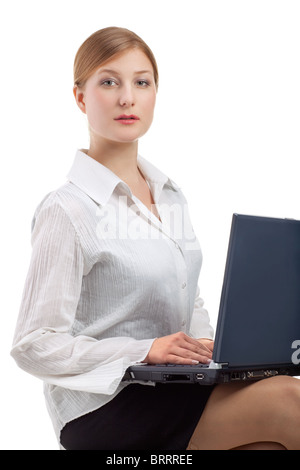 Engineer with laptop isolated on white Stock Photo