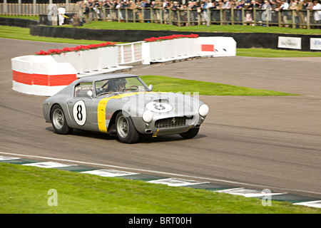 Gaye-Hobbs Ferrari 250 GT SWB/C after a little scrape with the barrier at Goodwood Revival 2010 in the Tourist trophy Stock Photo