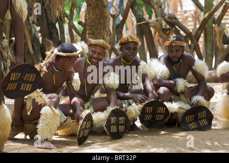 Zulu warriors, KwaZulu Natal, 'South Africa' Stock Photo