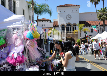 Celebration of Mexican holiday Cinco de Mayo (5th May), Santa Barbara, California USA - vendors selling souvenirs, arts & gifts Stock Photo