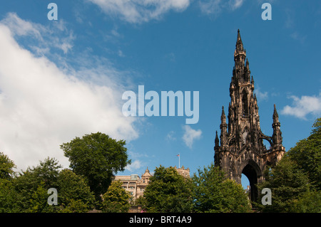 The Scott Monument Edinburgh with Prince's Street Gardens in the Foreground Stock Photo