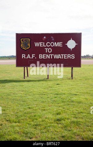 Welcome to RAF Bentwaters sign, Former USAF RAF Bentwaters base, Suffolk, England Stock Photo