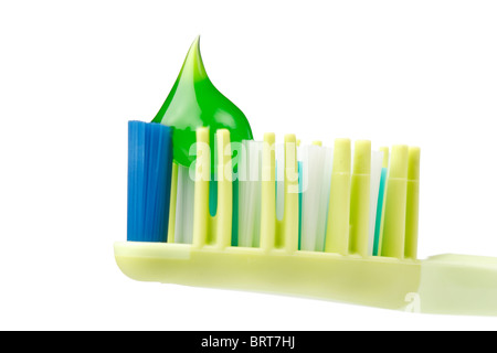 Tooth Paste on the green Dental Brush Stock Photo
