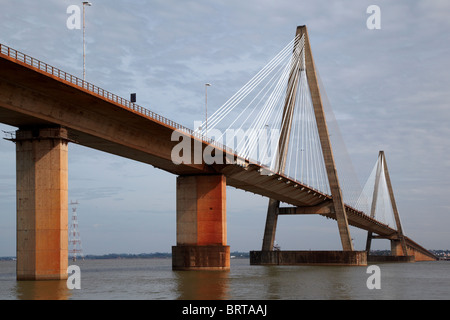 San Roque Gonzalez de Santa Cruz Bridge on the Parana River, Encarnacion, Paraguay Stock Photo