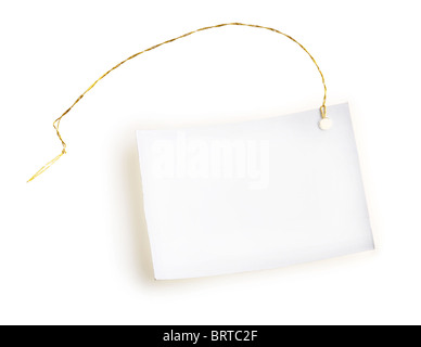 Light label with gold thread on a white background Stock Photo