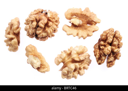 Walnut kernels isolated on a white background. Stock Photo