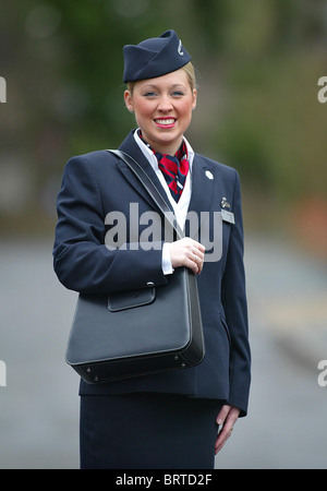 A British Airways Air Stewardess. Picture by James Boardman Stock Photo