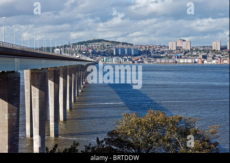 Tay Road Bridge linking Fife with Dundee in Scotland by crossing the Firth of Tay as seen from the Fife side near Newport on Tay Stock Photo