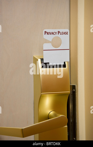 Do Not Disturb Hotel Door Magnetic Card Key, Privacy Please Chicago USA Stock Photo