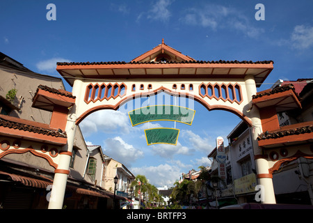 A sign for the India Street Mall is seen in Kuching, Borneo in Malaysia Stock Photo