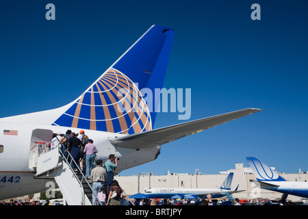 United Continental airline company logo on a 737 airplane, at San Francisco International Airport (SFO), October 10, 2010. Stock Photo