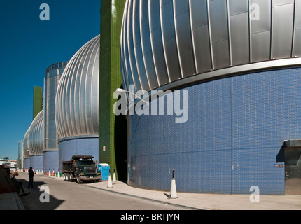 Digester Egg at the Newtown Creek Wastewater Treatment Plant in Brooklyn, NY Stock Photo