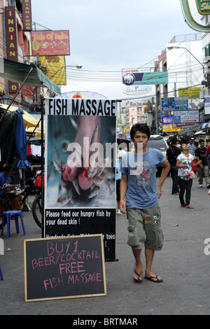 Fish massage , Khao San road , Bangkok , Thailand Stock Photo