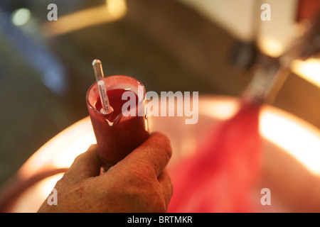 testing sugar content in just harvested grape juice for wine, Beaujolais France Stock Photo