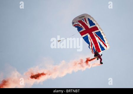 Red Devils bringing in the start flag at Silverstone. Stock Photo