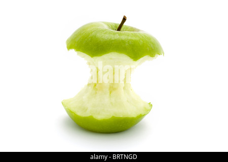 green apple core isolated over white Stock Photo