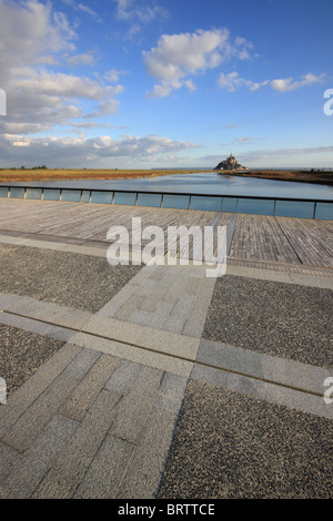 The barrage on the river Couesnon, which uses hydraulic barriers to control the waters, near to Mont St Michel in France Stock Photo