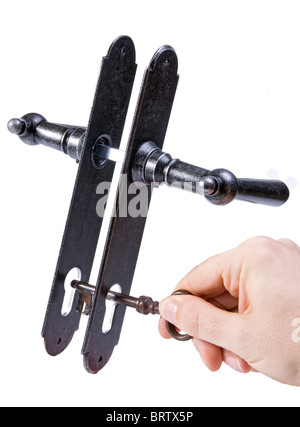 the key in the lock Stock Photo
