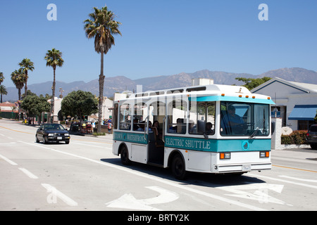 Santa Barbara's Waterfront Downtown  Electric Passenger Transit Bus in California USA Stock Photo