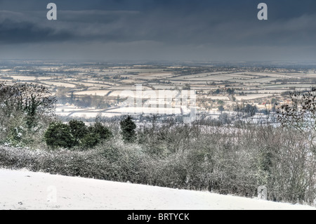 Snow covered view over rural Bristol taken from Tog Hill, A420, Bristol, uk Stock Photo