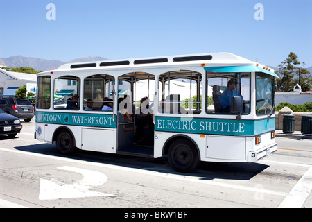 Santa Barbara's Waterfront Downtown Electric Passenger Transit Bus in California USA Stock Photo