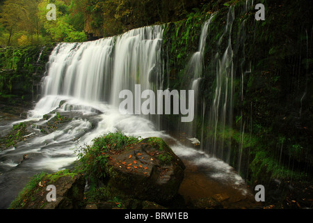 Sgwd Isaf Clun gwyn Waterfalls. Vale of Neath; South Wales; United Kingdom Stock Photo