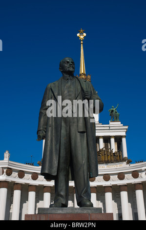 V.I. Lenin statue outside Central Pavilion building VDNKh All-Russian exhibition centre from Soviet times Moscow Russia Europe Stock Photo