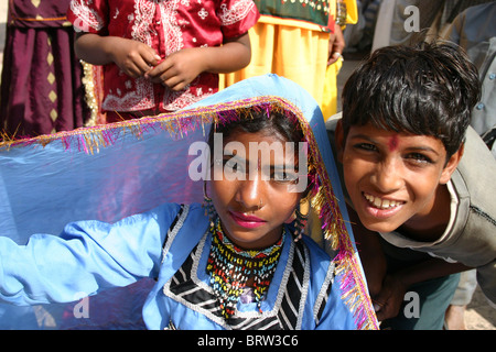 Children in traditional Indian dress Stock Photo