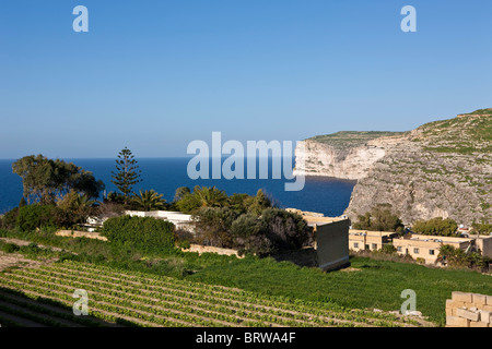 View to the steep cliffs near Xlendi, Gozo, Malta, Europe Stock Photo