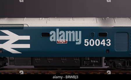 Class 50 Diesel Locomotive, BR Blue Large Logo livery, closeup Stock Photo