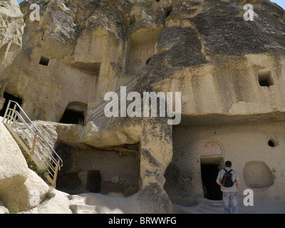 TURKEY Goreme Open Air Museum, Cappadocia. Exterior of Cave Churches. photo by Sean Sprague Stock Photo