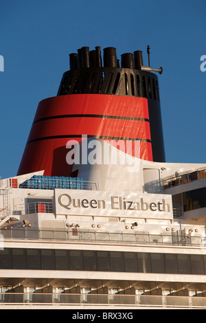 Cunard's latest passenger cruise line Queen Elizabeth at the Cruise terminal at Southampton docks before her inaugural cruise. Stock Photo