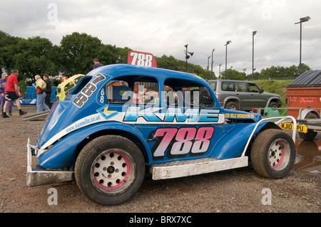 dwarf stock cars in the pits before a race Stock Photo