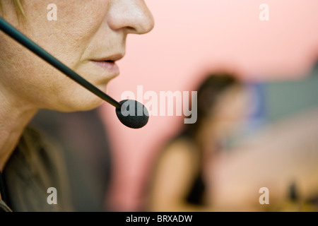 Operator using headset Stock Photo