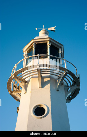 Mevagissey Lighthouse in late evening light, Cornwall, United Kingdom Stock Photo