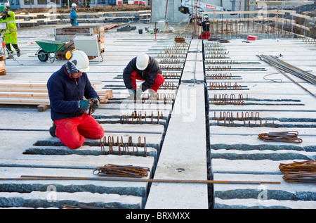 Reinforcing concrete. Pig iron, construction work. Stavanger, Rogaland, Norway Stock Photo