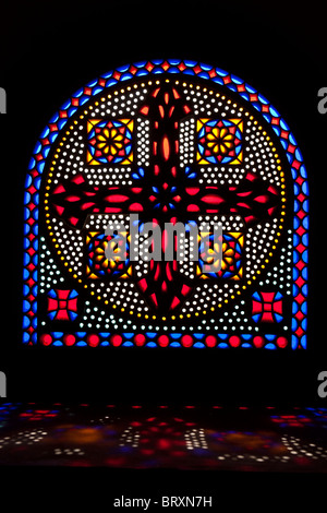 Stained glass, Saint Virgin Mary's Coptic Orthodox Church also known as the Hanging Church (El Muallaqa), Cairo, Egypt. Stock Photo