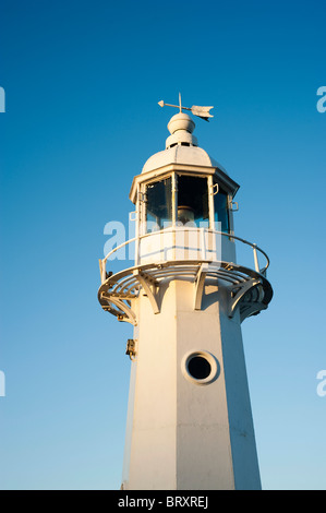 Mevagissey Lighthouse in late evening light, Cornwall, United Kingdom Stock Photo