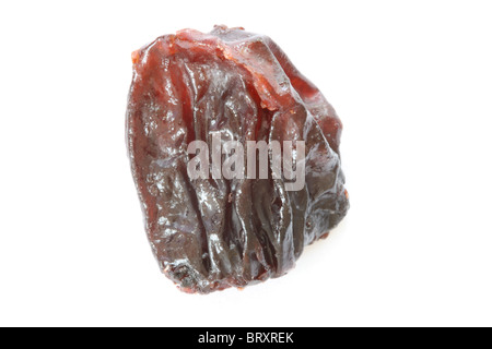 Single raisin on white background Stock Photo