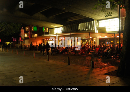 Outdoor seating at BFI Southbank, London, UK.