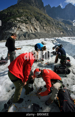 CLEANING OF THE ICE SEA ORGANIZED BY THE FRENCH ALPINE CLUB, CHAMONIX, HAUTE-SAVOIE (74), FRANCE Stock Photo