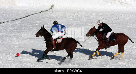 POLO MATCH, FRANCE VS RUSSIA, AT THE ALTIPORT, COURCHEVEL SKI RESORT AT 1850 METERS, SAVOY (73), FRANCE Stock Photo