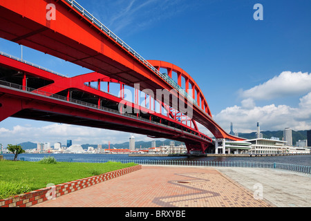 Kobe Ohashi Bridge and Kobe port, Hyogo Prefecture, Honshu, Japan Stock Photo