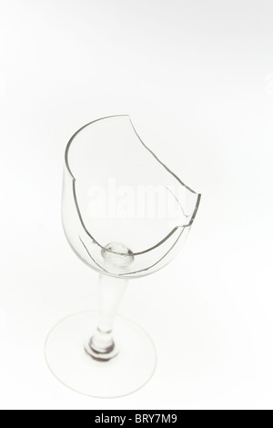Broken wineglass, white background Stock Photo