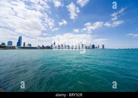Skyline of Chicago from Lake Michigan Illinois USA Stock Photo